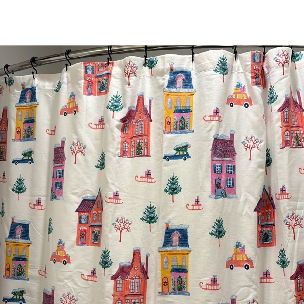 Winter Village Shower Curtain Whimsical Fun Standard Size Final Sale - Picture 9 of 9